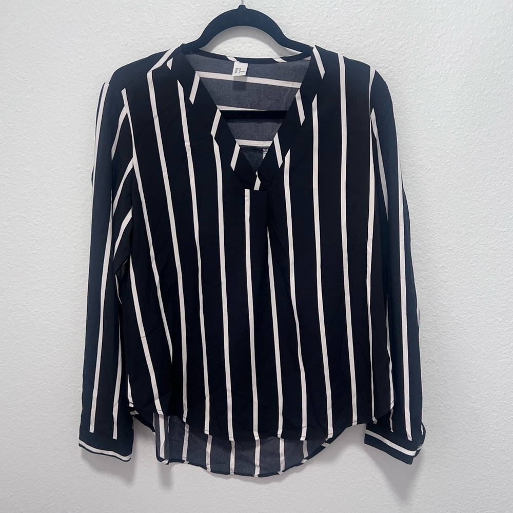 SHEIN Black White Striped Blouse Size Medium